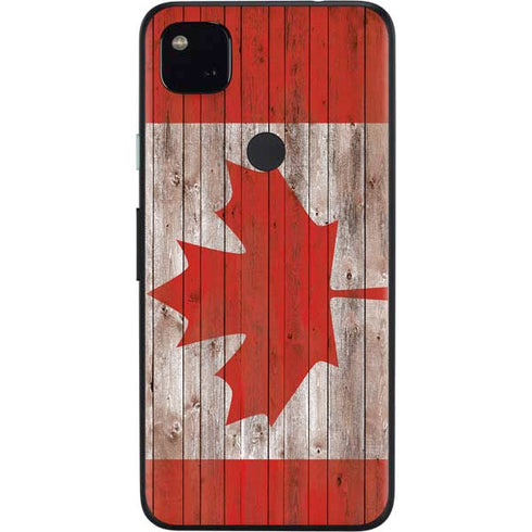 Canadian Flag Dark Wood Google Pixel 4a Skin